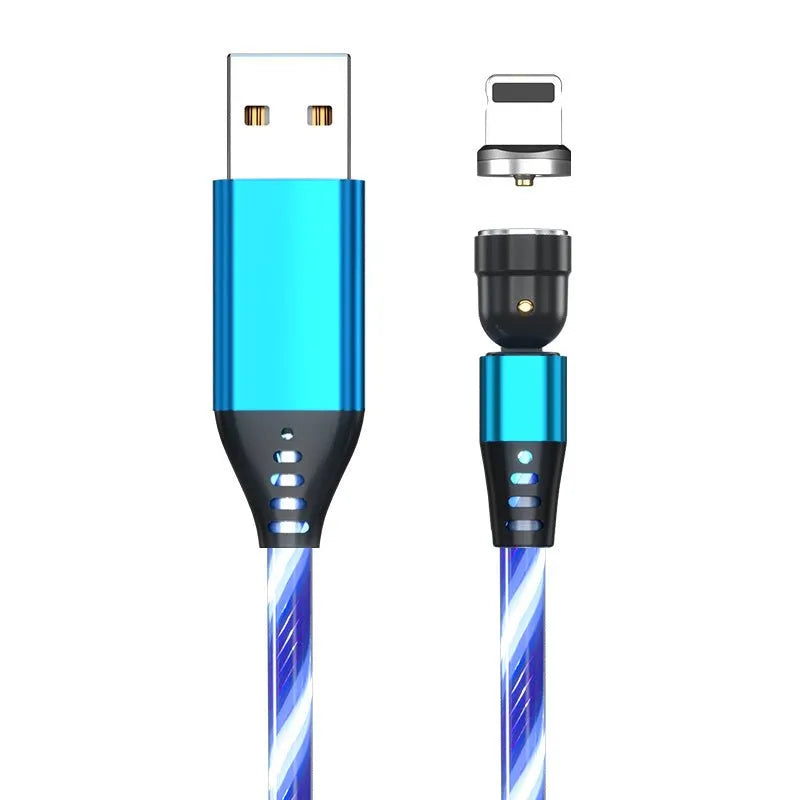 540 Rotate Luminous Magnetic Cable 3A Fast Charging Mobile Phone Charge Cable For LED Micro USB Type C For I Phone Cable My Store