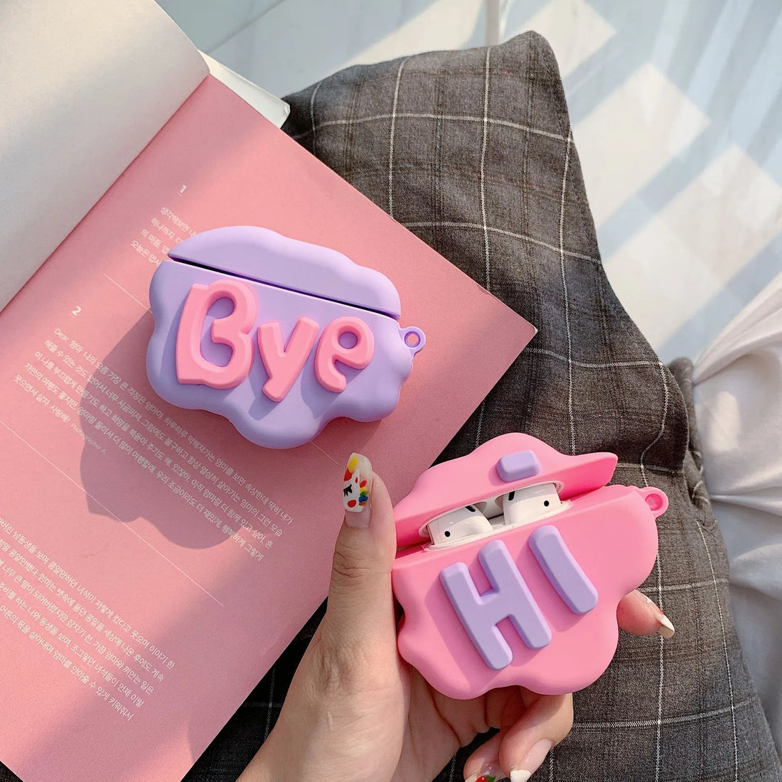 AirPod 2 Case 3D HI BYE Cloud Letter Cartoon Soft Silicone Wireless Earphone Cases For Apple Airpods Case Cute Cover My Store