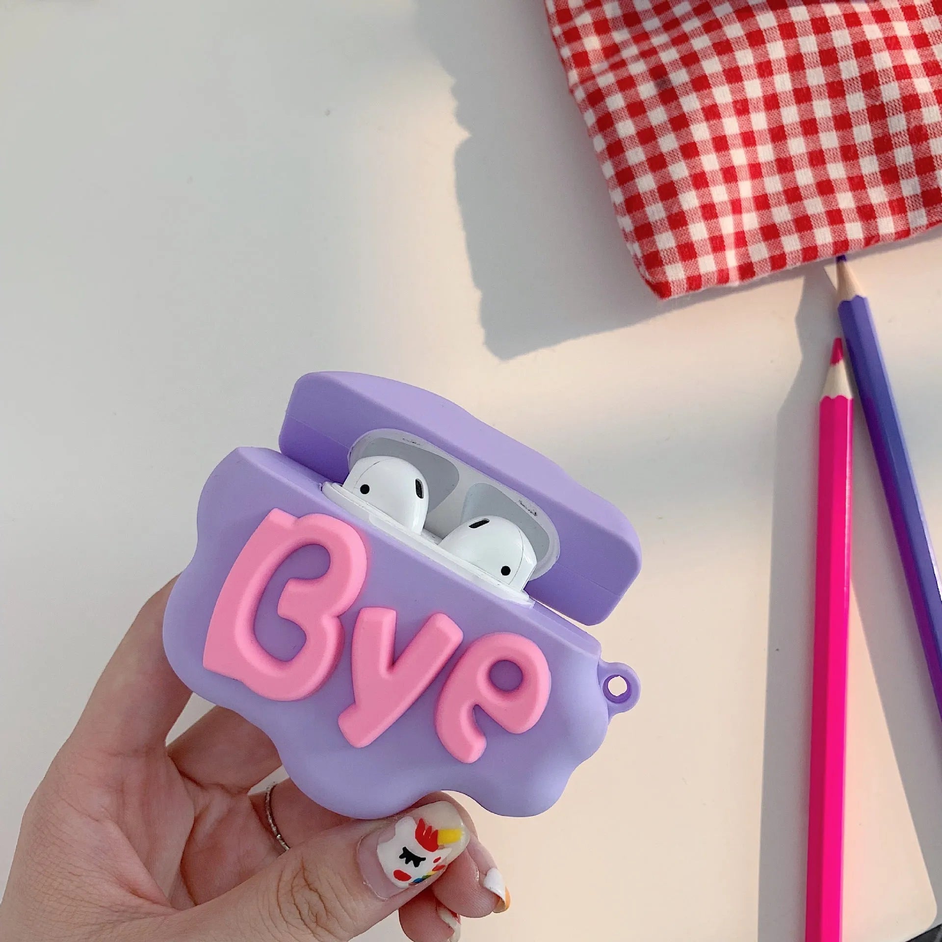 AirPod 2 Case 3D HI BYE Cloud Letter Cartoon Soft Silicone Wireless Earphone Cases For Apple Airpods Case Cute Cover My Store
