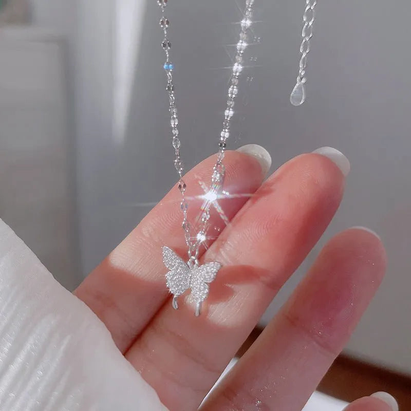 Butterfly Necklace For Women Light Luxury Minority High-grade Tassel Clavicle Chain My Store